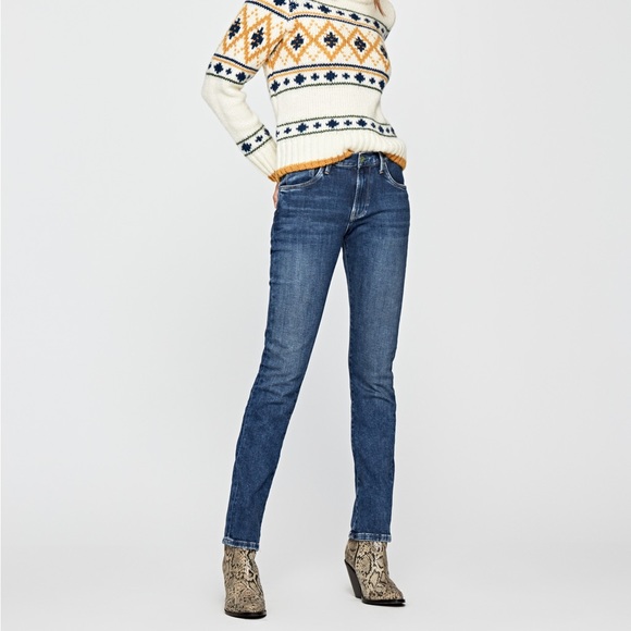 HANDPAINTED Pepe Jeans Slim Fit Mid Waist Jeans (27) - Picture 10 of 13